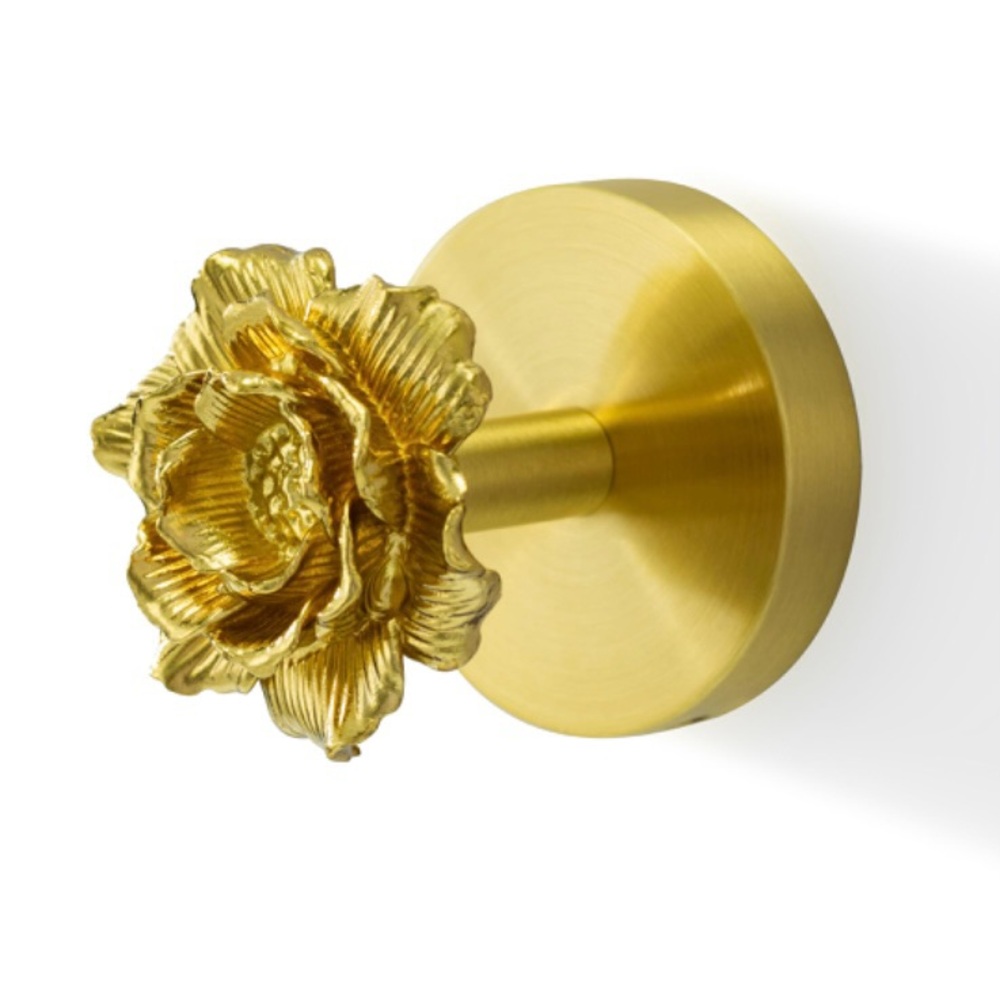 Brass Gold Tone Rose Floral Robe Towel Coat Wall Hook New